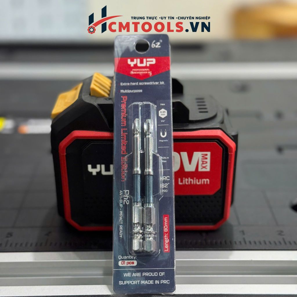 CHÍNH HÃNH Mũi vít PH2 - YUPAI - YUP siêu cứng chống trượt  -dài 65-150mm thép HRC 62 đuôi HEX 6.35M