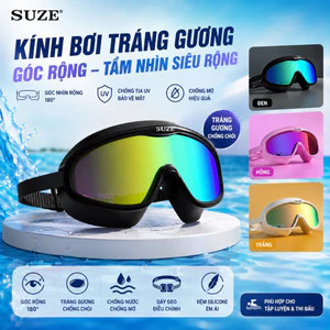 Kính bơi tráng gương SUZE góc rộng cho người lớn và trẻ em