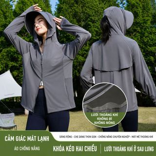[MÀU XÁM ĐẬM]Áo Chống Nắng Nữ Cao Cấp Upf50+ |Chống Uv, Khóa Kéo 2 Chiều, Lưng Lưới Thoáng Khí