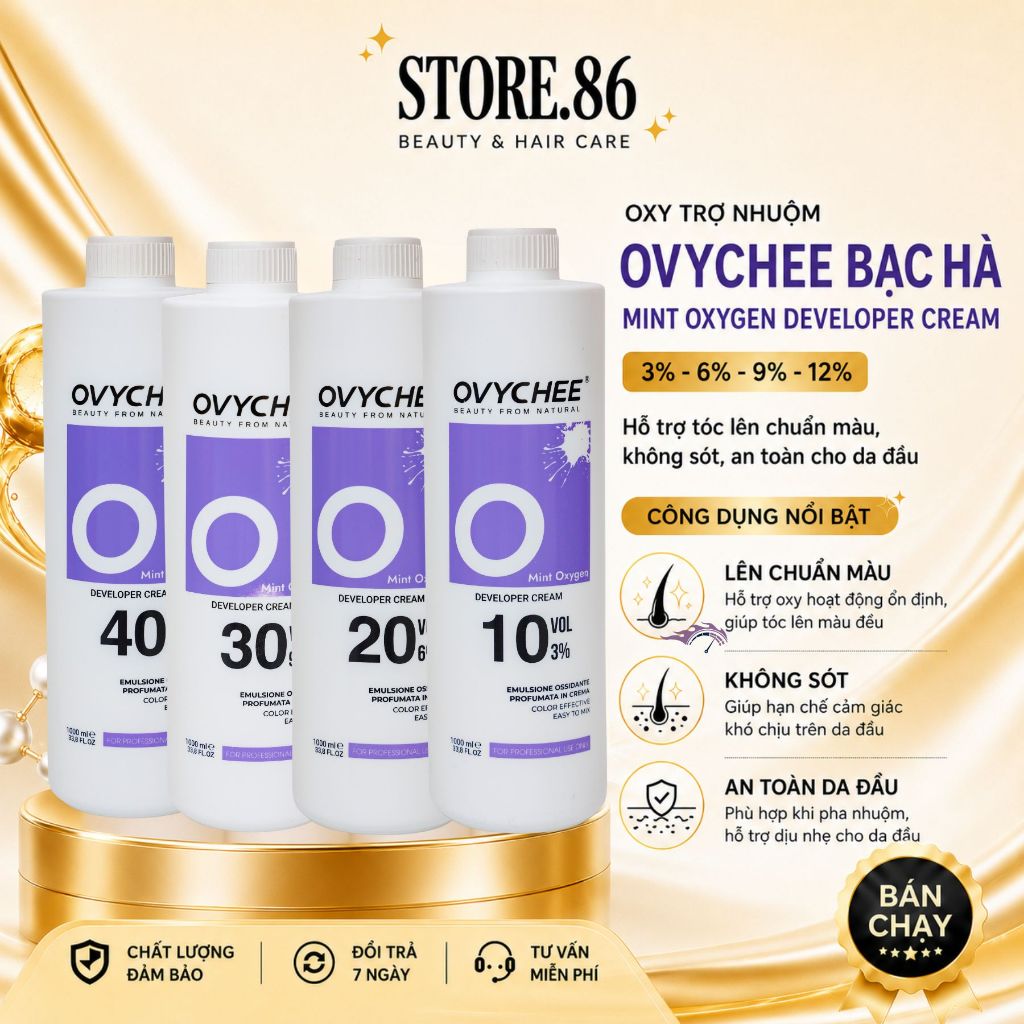 Oxy trợ nhuộm Ovychee 3% - 6% - 9% 12% trợ nhuộm lên màu nhanh, màu sáng bóng, không sót, an toàn