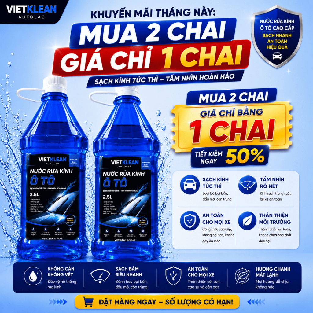 [ Can To 2 Lít Rưỡi ] Nước Rửa Kính Ô Tô Không Cặn Chính  Vietclean Autolab 2 LÍT rưỡi