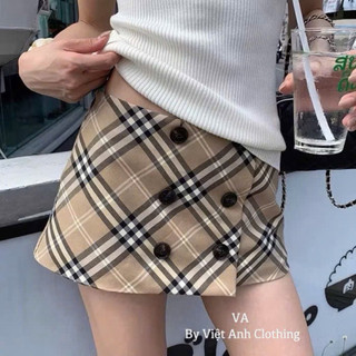 Chân Váy Kẻ 6 Khuy Siu hot
