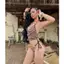 2Soonsumff Bikini 2 mảnh họa tiết kẻ ngang buộc dây sexy, bộ đồ bơi cao cấp gợi cảm cho nữ