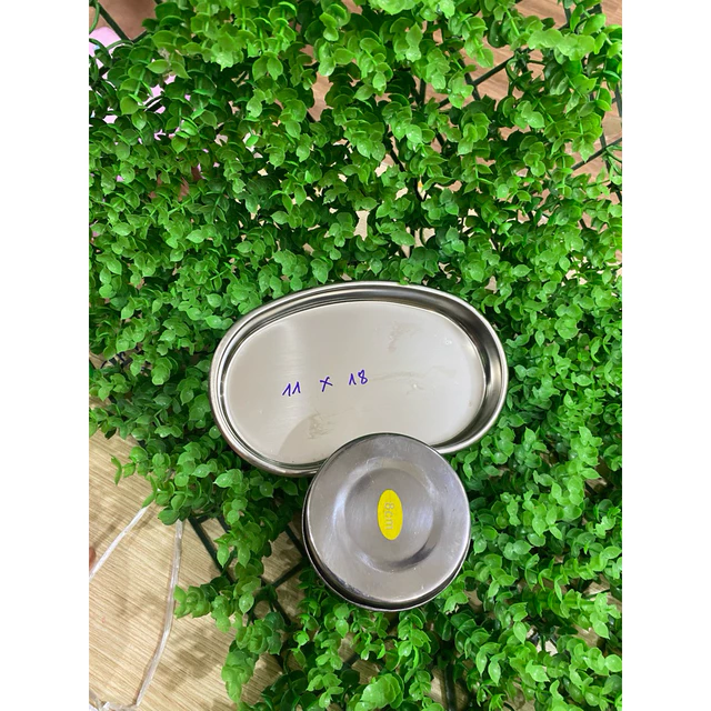 inox khay hạt đậu - hũ dựng đồ bông y tế