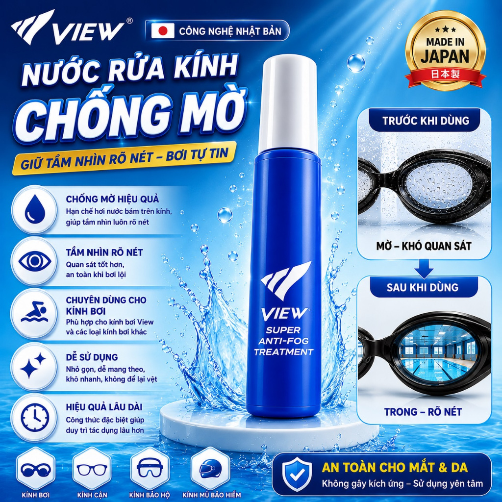 Dung Dịch Chống Mờ Kính bơi Super Anti-Fog View TV330, nước rửa kính bơi TQ giá rẻ