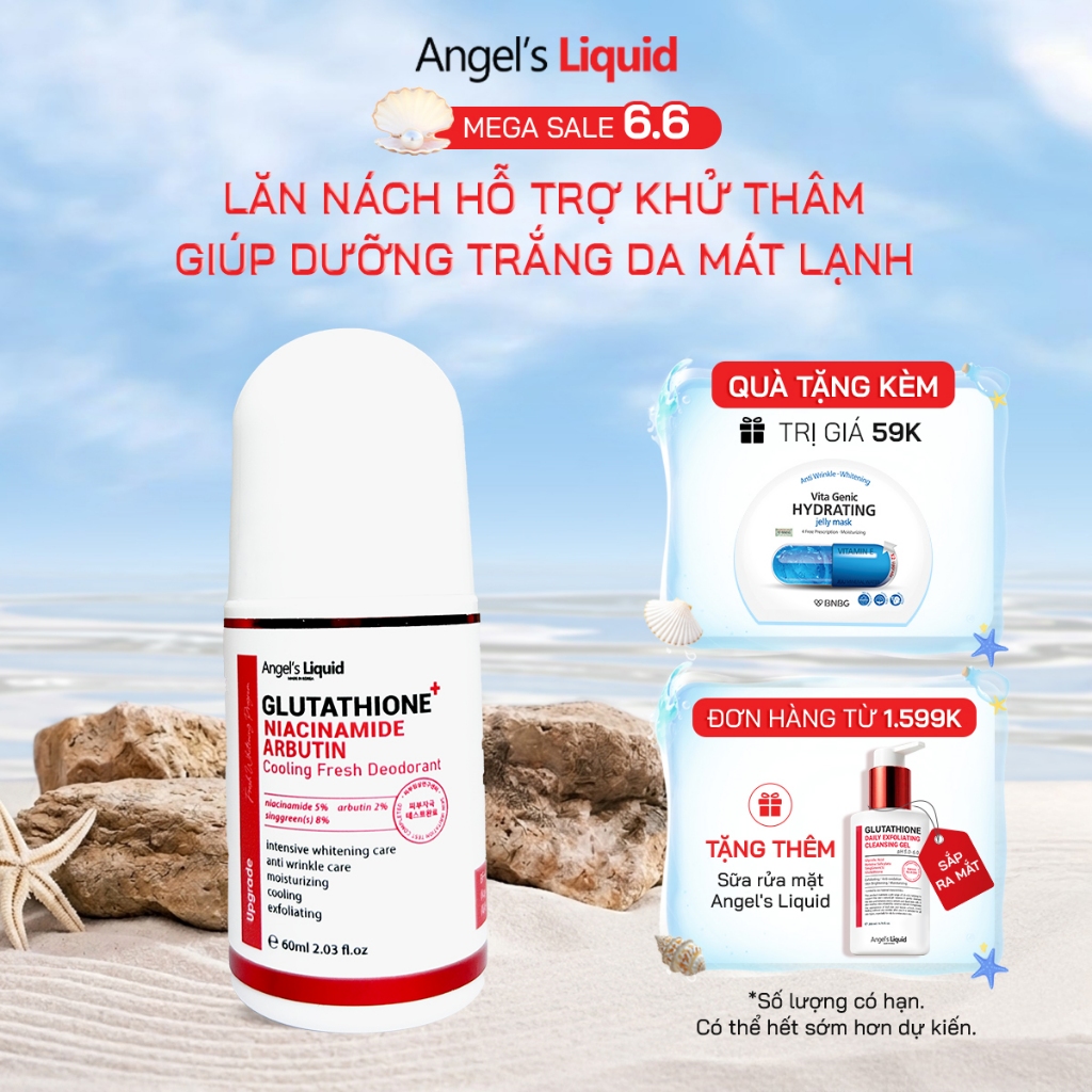 Ln Nch Kh Thm, Dng Trng Mt Lnh Angel's Liquid Glutathione+Niacinamide  Arbutin Cooling Fresh Deodorant 60ml | Shopee Vit Nam
