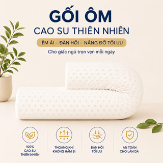 Gối ôm cao su thiên nhiên Aniva Home, êm ái, nâng đỡ cơ thể, thoáng mát, mềm mại, sử dụng lâu dài