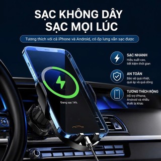 Giá đỡ điện thoại ô tô kiêm sạc nhanh không dây, nâng tầm trải nhiệm lái xe, giá đỡ sang trọng cao cấp