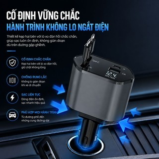 Tẩu sạc nhanh 120W 4 trong 1, tẩu sạc cao cấp rút gọn, tương thích đa thiết bị