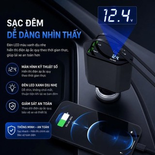 Tẩu sạc nhanh 120W 4 trong 1, tẩu sạc cao cấp rút gọn, tương thích đa thiết bị