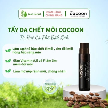 Son Cà Phê Đắk Lắk Làm Sạch Da Chết Môi Cocoon 5g | Tẩy Tế Bào Chết Môi Mềm Mịn, Hồng Hào Tự Nhiên