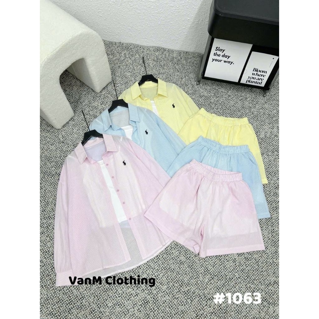 [𝑯𝒂 𝑨𝒏𝒉] Set Áo Sơ Mi  Bộ Kẻ Ngựa QCL1
