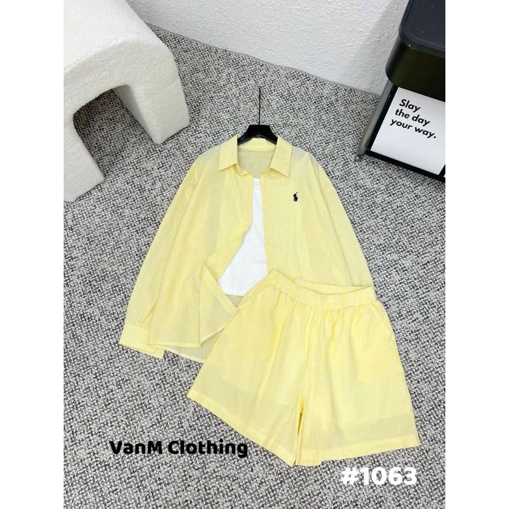 [𝑯𝒂 𝑨𝒏𝒉] Set Áo Sơ Mi  Bộ Kẻ Ngựa QCL1