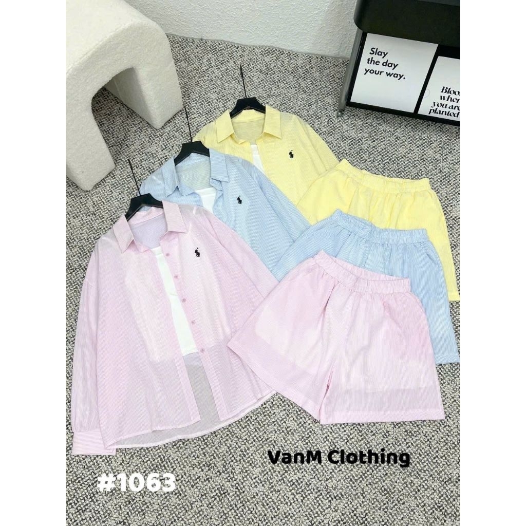 [𝑯𝒂 𝑨𝒏𝒉] Set Áo Sơ Mi  Bộ Kẻ Ngựa QCL1