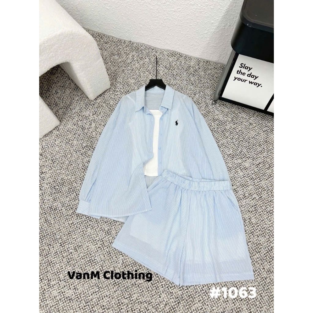 [𝑯𝒂 𝑨𝒏𝒉] Set Áo Sơ Mi  Bộ Kẻ Ngựa QCL1