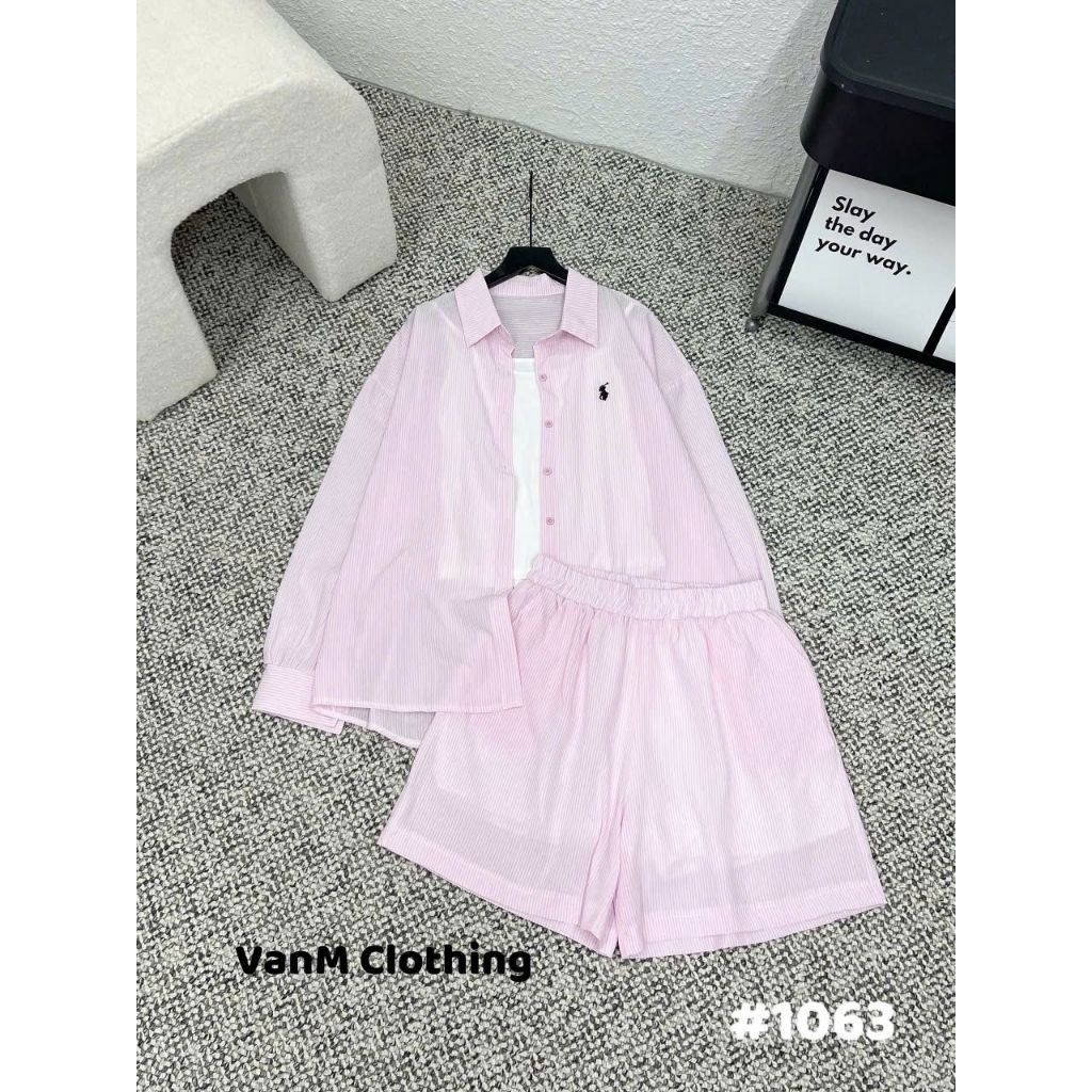 [𝑯𝒂 𝑨𝒏𝒉] Set Áo Sơ Mi  Bộ Kẻ Ngựa QCL1