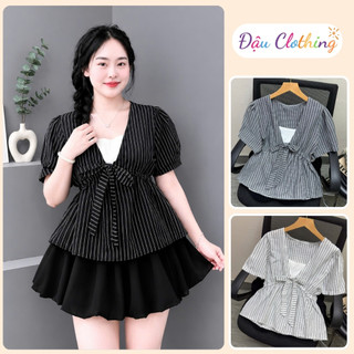 Áo Babydoll Bigsize Nữ Áo Kiểu Peplum Dáng Xòe Che Bụng Tiểu Thư Cổ Phối Nơ Dễ Thương A360