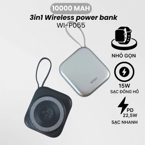 Sạc Dự Phòng WIWU Cube Wi-P055 10000mAh 22.5W - Sạc Nhanh, Sạc Không Dây Từ Tính Cho iPhone và Apple Watch