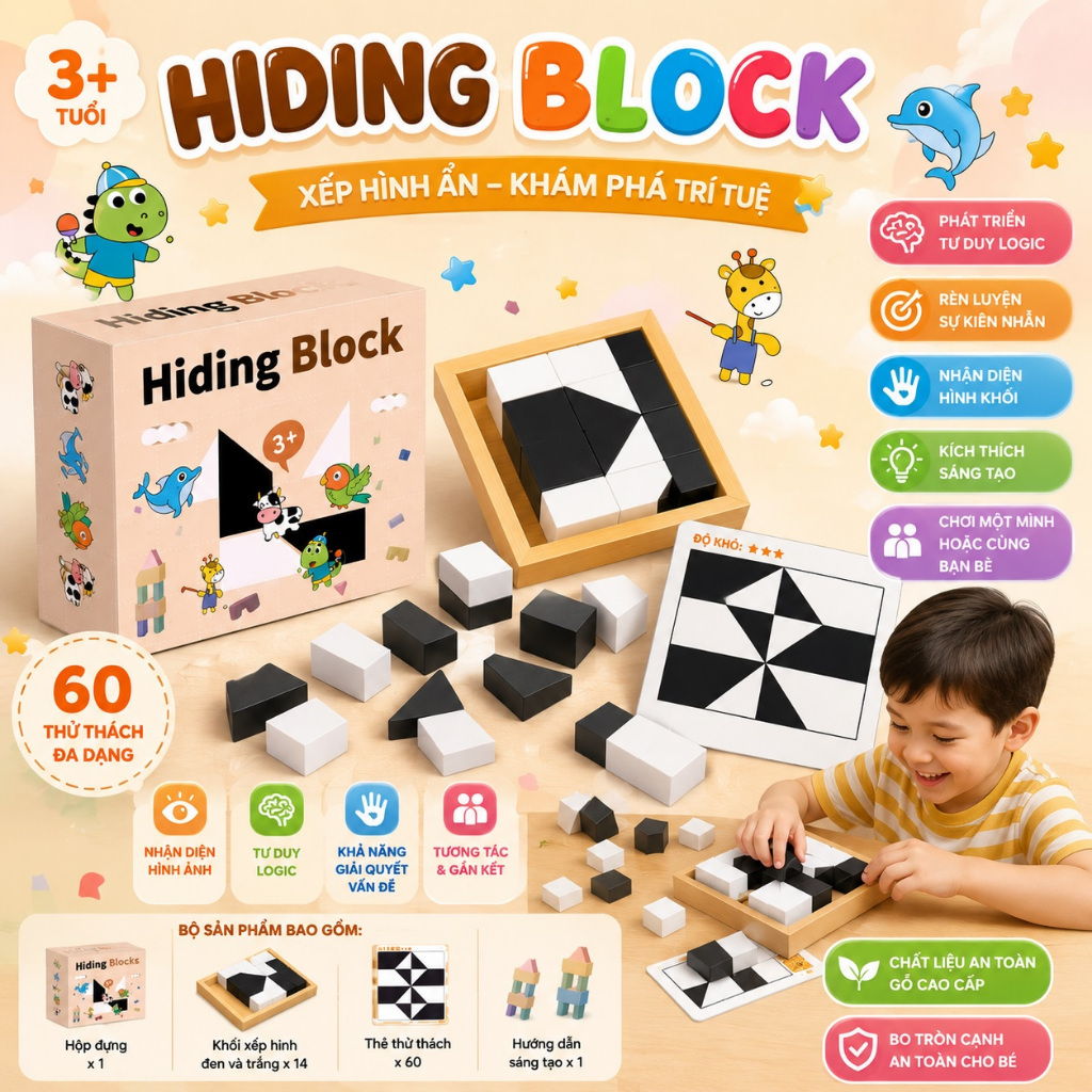 Đồ chơi xếp hình khối ẩn Hiding Blocks rèn khả năng tư duy và phát triển trí tuệ IQ của trẻ em