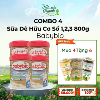 (DATE T1,2/2027) [COMBO 4] Sữa dê hữu cơ Babybio số 1,số 2, số 3 dòng Caprea Pháp lợi khuẩn 800g - Natural Market
