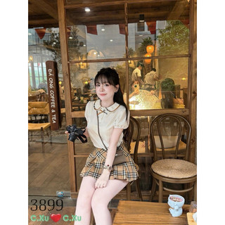 Áo Thun Cổ Sen Nơ BRR Kèm Chân Váy