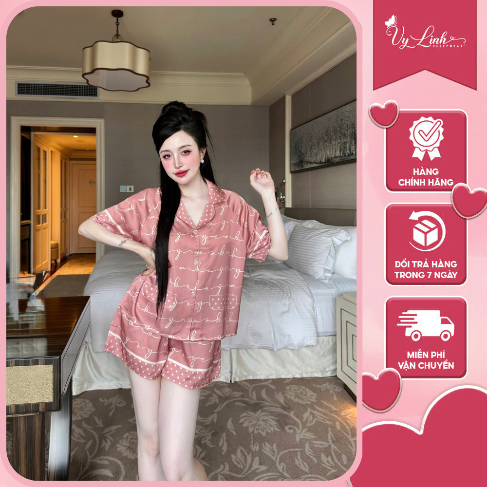 Bộ đùi pijama chất liệu lụa latin cao cấp mặc thoáng mát, thấm hút mồ hôi,không bai nhão S1197 họa tiết