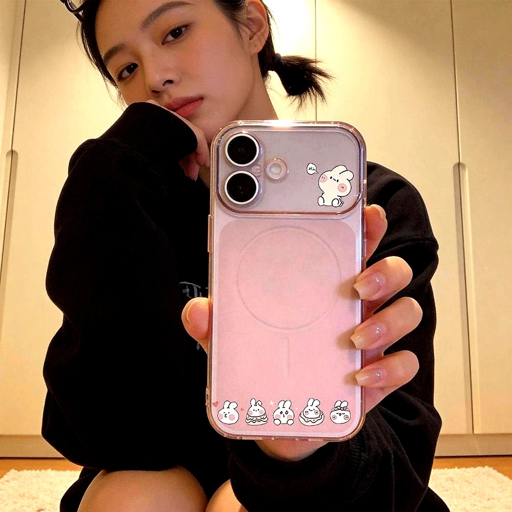 Ốp Lưng iPhone Nhám Mờ Thỏ Dễ Thương, Chống Sốc, Bảo Vệ Camera, Cao Cấp - iP 11/12/13/14/15/16/17/Plus/Air/Pro/Max