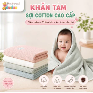 Khăn Tắm San Hô Cho Bé DouDou 105x105cm Cotton Cao Cấp Mềm Mại Thấm Hút Nhanh Không Xù Lông
