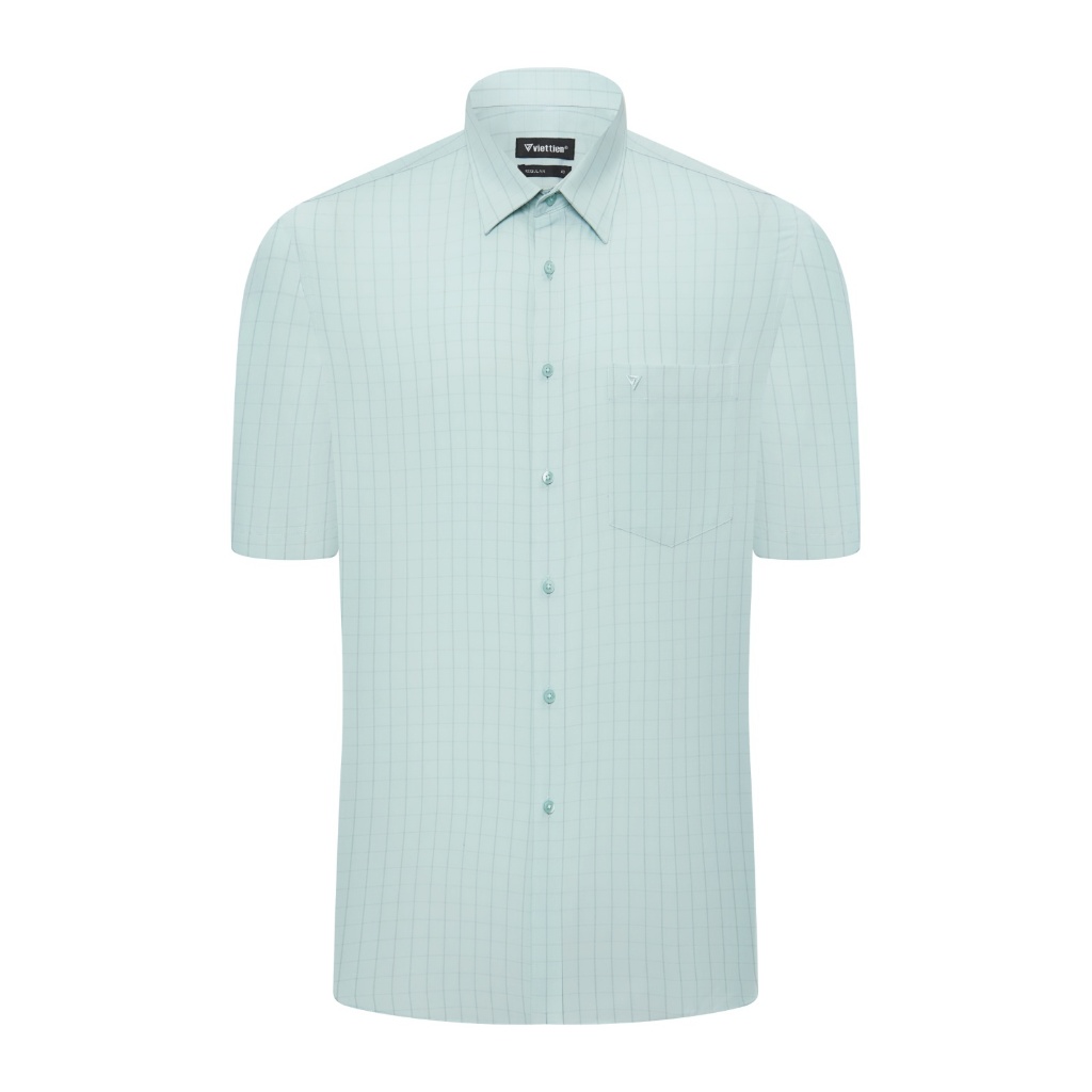 Áo sơ mi ngắn tay vạt tròn VIETTIEN vải Polyester form REGULAR VT00000651