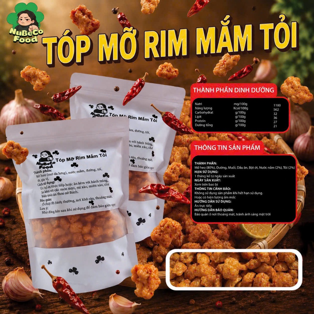 TÓP MỠ RIM MẮM TỎI ỚT NUBECO FOOD – GIÒN RỤM, SIÊU ĐẬM VỊ ĂN VẶT ĐỒ ĂN VẶT SNACK ĂN LÀ GHIỀN