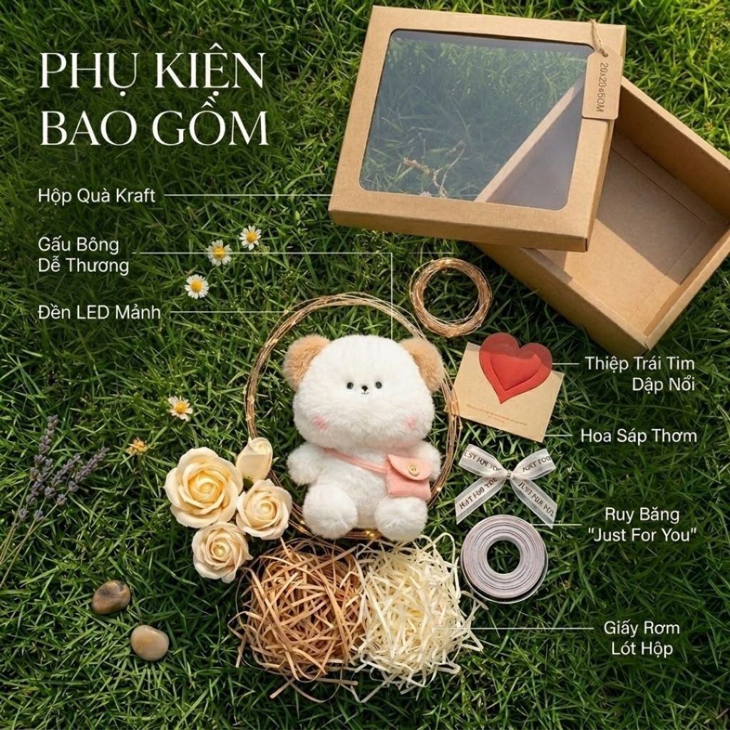 Hộp/Set Quà Tặng Gấu Bông Hình Con Vật Kraft Mặt Kính Sang Trọng Quà Tặng Sinh Nhật Tinh Tế Cho Bạn Gái/Trai, Cho Bè