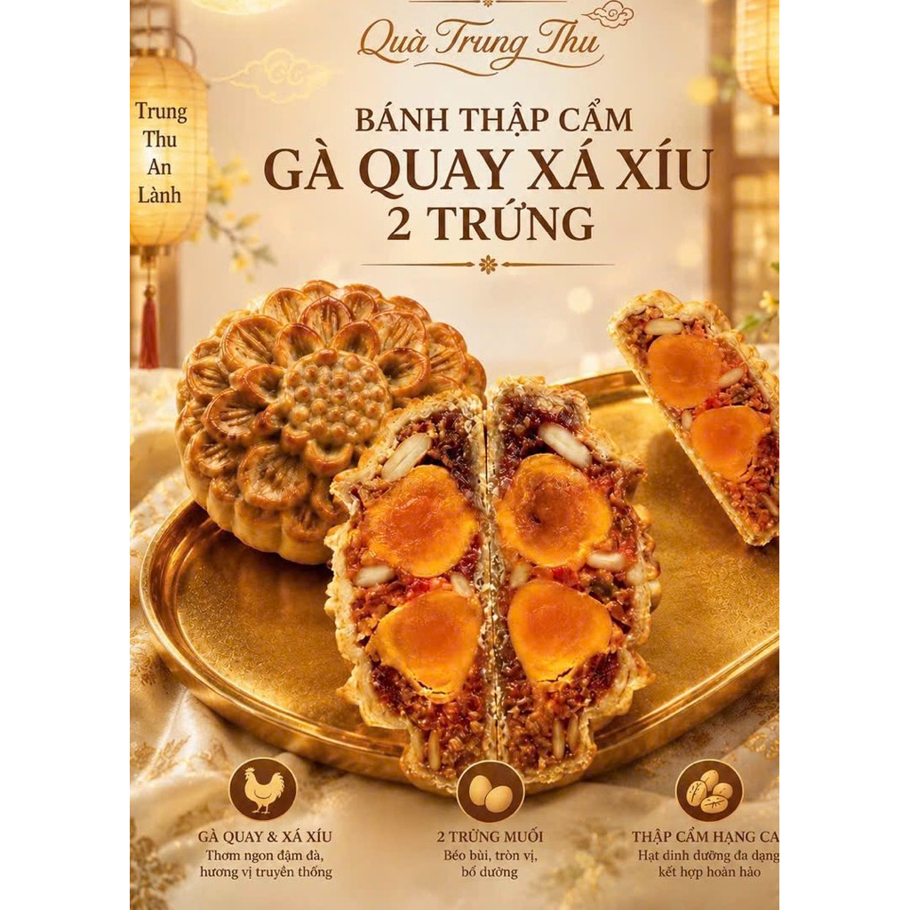 [ Healthy]Bánh trung thu nhân hạt, trái cây sấy, vỏ bột nguyên cám độ ngọt từ đường tảo, bánh nướng thập cẩm .MINH NHIH