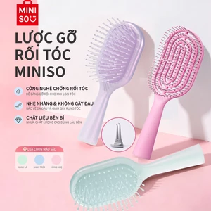 MINISO Lược Gỡ Rối Kèm Bàn Chải Vệ Sinh, Massage Da Đầu, Gỡ Tóc Êm, Tay Cầm Tiện Lợi