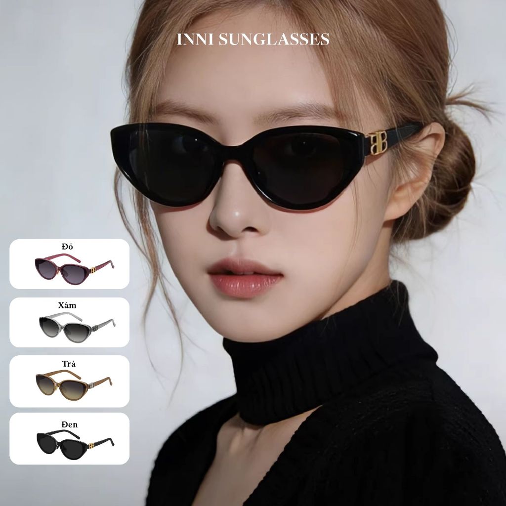 Kính mắt mèo thời trang INNI kính mát du lịch chống tia UV400, kính râm hottrend - 82381