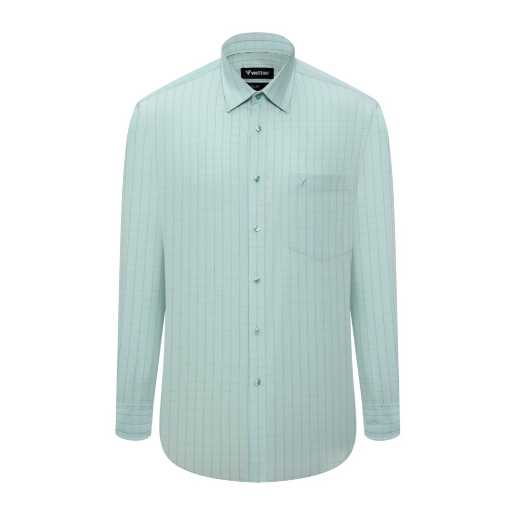 Áo sơ mi dài tay vạt tròn VIETTIEN vải Polyester form REGULAR VT00000652