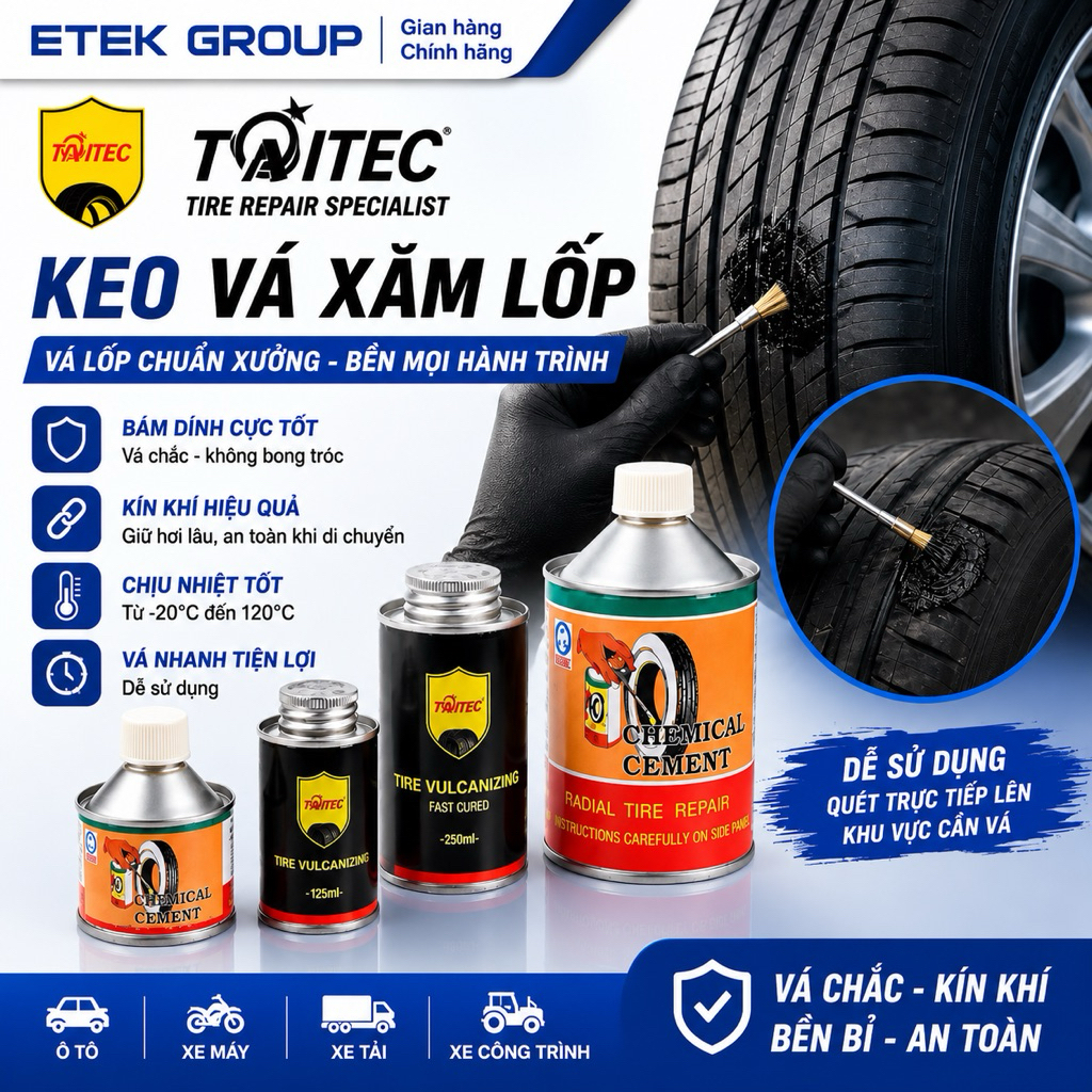 Keo Vá Lốp Không Săm Cho Ô Tô Xe Máy – Bám Dính Siêu Chắc, Khô Nhanh, Vá Lốp Chuyên Dụng
