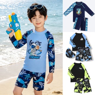 Đồ bơi bé trai hè mới, set 2 món, polyester chống nắng nhanh khô, phong cách thể thao, phù hợp bé 18-55kg.