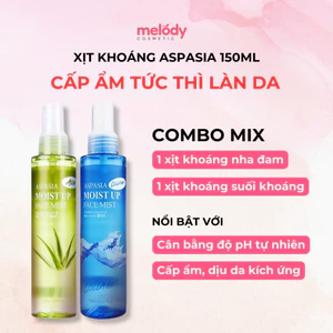 COMBO MIX Xịt khoáng Nha đam + suối khoáng Xịt khoáng Cấp Ẩm Aspasia Hàn Quốc 150ml, Cân Bằng pH, Làm Dịu Da