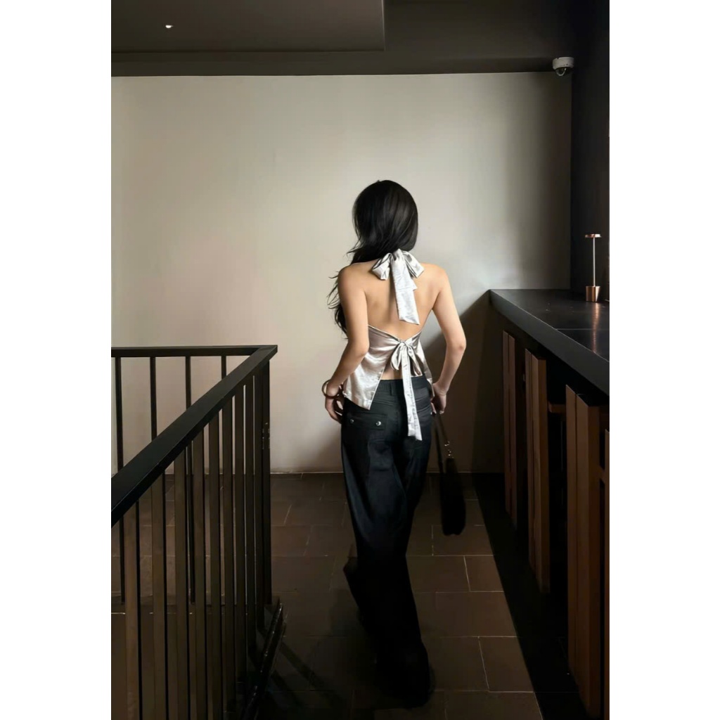 Áo Lụa Cổ Yếm Hở Lưng Cột Dây Thắt Nơ Lưng LANI TOP Form Suông Nhẹ SAN Clothings - P01