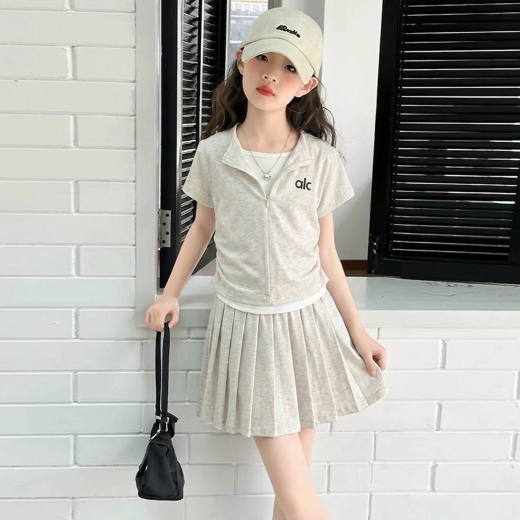 Set áo alc phối cổ trắng kèm chân váy cho bé gái size đại BEESHOP H26088