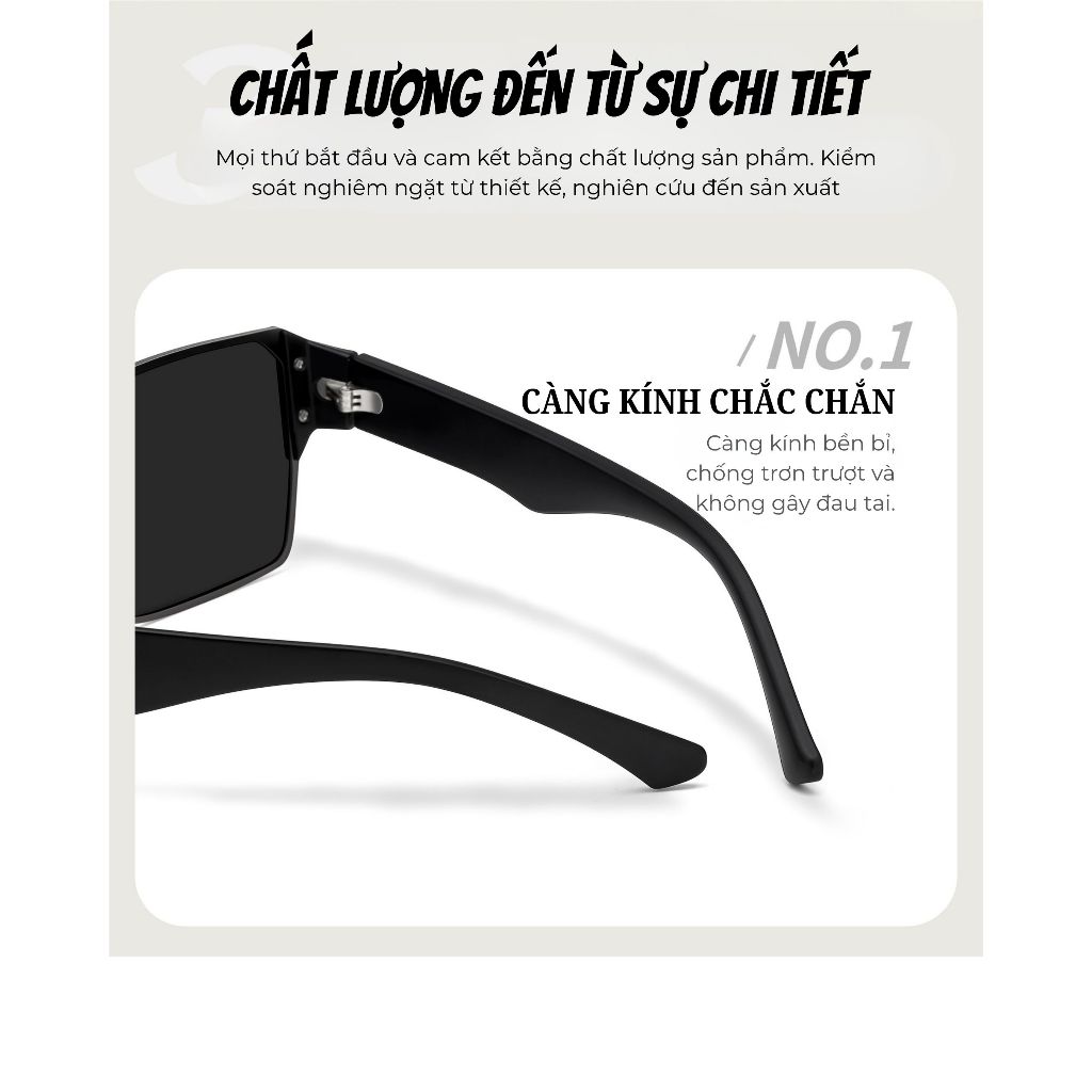 Kính râm nam INNI gọng vuông bản to kính mát thời trang streetwear chống tia UV400 - 8252