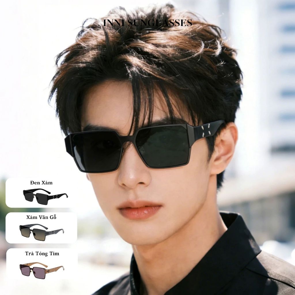 Kính râm nam INNI gọng vuông bản to kính mát thời trang streetwear chống tia UV400 - 8252
