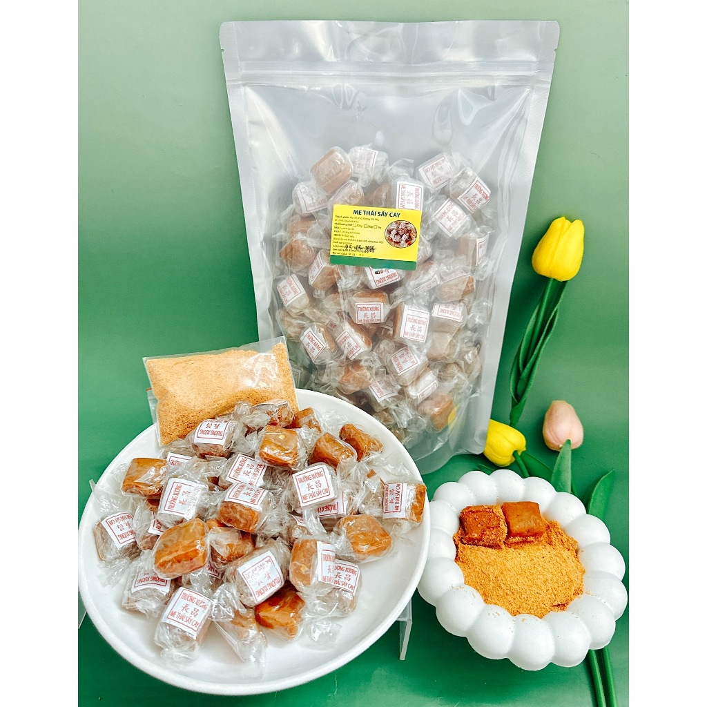 (Tặng Muối) Set 500g Kẹo Me Thái sấy cay Trường Xương +  50g Muối Chay