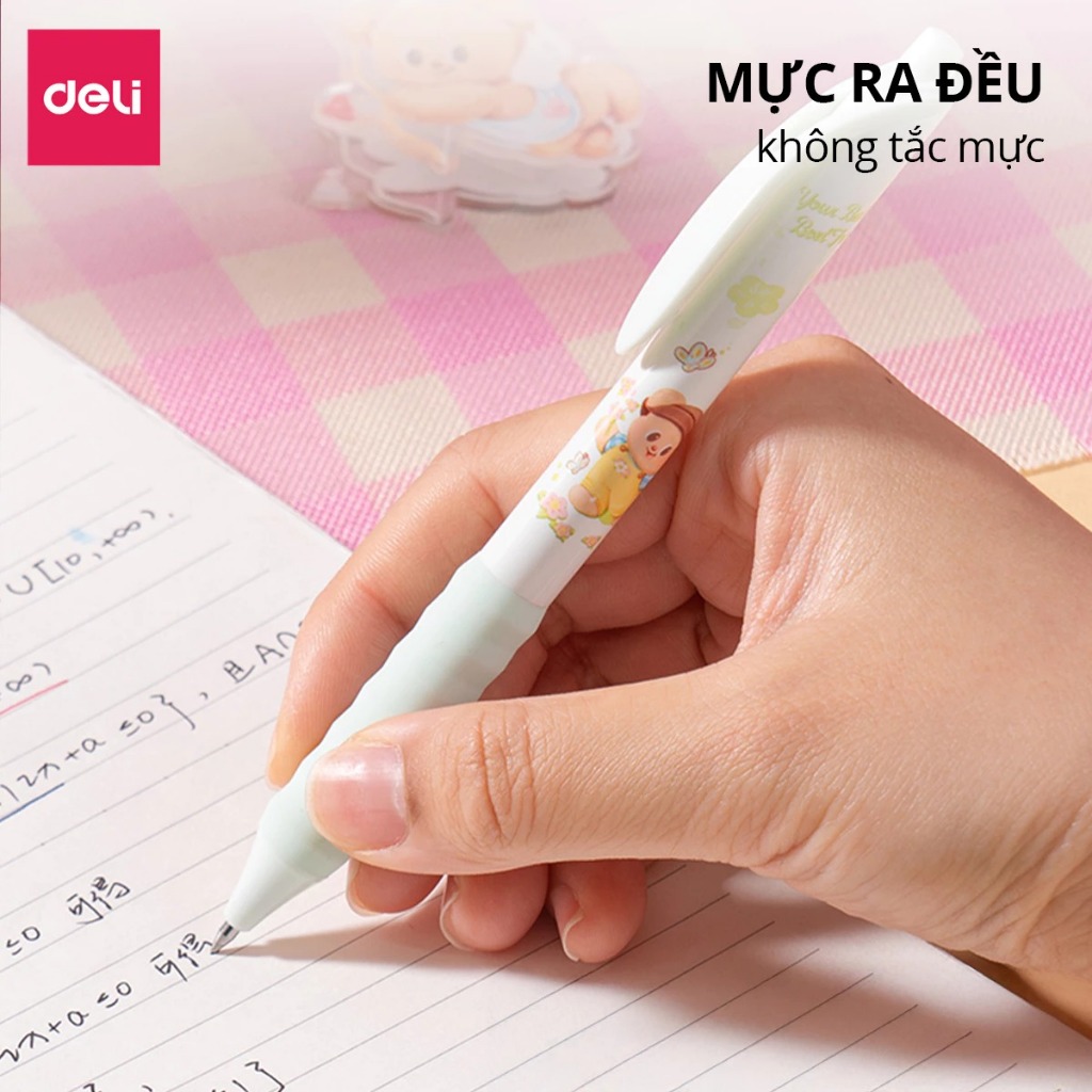 [TẶNG KHÁCH HÀNG THÂN THIẾT] Bút Gel Bút Bi Nước Butterbear x Deli Dễ Thương Trơn Tru Mực Đen Mực Đều Ngòi 0.5mm Đệm Tay
