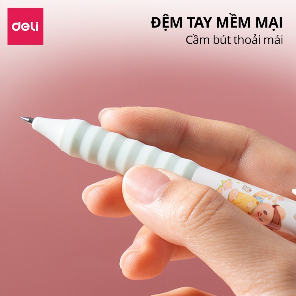 [TẶNG KHÁCH HÀNG THÂN THIẾT] Bút Gel Bút Bi Nước Butterbear x Deli Dễ Thương Trơn Tru Mực Đen Mực Đều Ngòi 0.5mm Đệm Tay