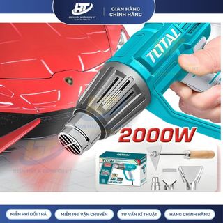 Máy khò nhiệt cầm tay TOTAL TB20078 2000W 50-550°C full phụ kiện Máy khò màng co, dán decal, dán film, máy thổi hơi nóng
