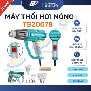 Máy khò nhiệt cầm tay TOTAL TB20078 2000W 50-550°C full phụ kiện Máy khò màng co, dán decal, dán film, máy thổi hơi nóng
