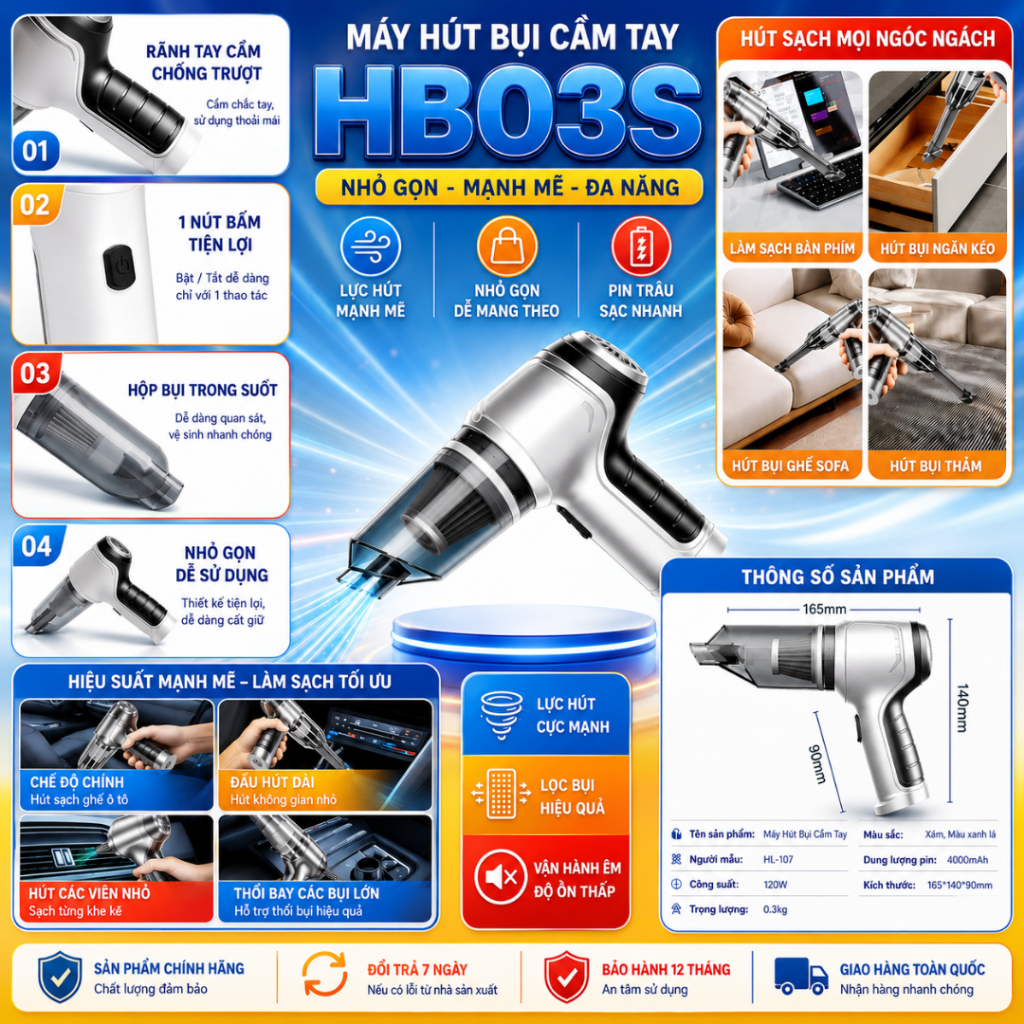 Máy hút bụi mini cầm tay KANIC không dây lực hút bụi mạnh 6000mpa nhỏ gọn pin sạc tiện lợi làm sạch bàn phím ô tô - ảnh 2