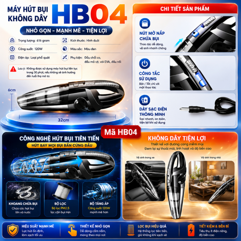 Máy hút bụi mini cầm tay KANIC không dây lực hút bụi mạnh 6000mpa nhỏ gọn pin sạc tiện lợi làm sạch bàn phím ô tô - ảnh 3