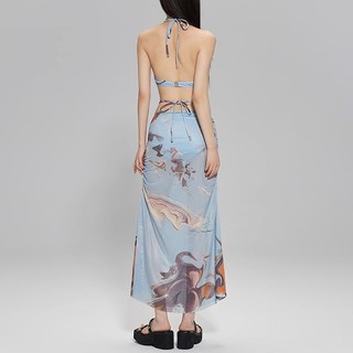 Nova-Bộ Bikini 3 Mảnh Nhuộm Tie-Dye, Đồ Bơi Nữ Gợi Cảm Váy Dài Thời Trang Đi Biển Kỳ Nghỉ Du Lịch Bộ Bikini